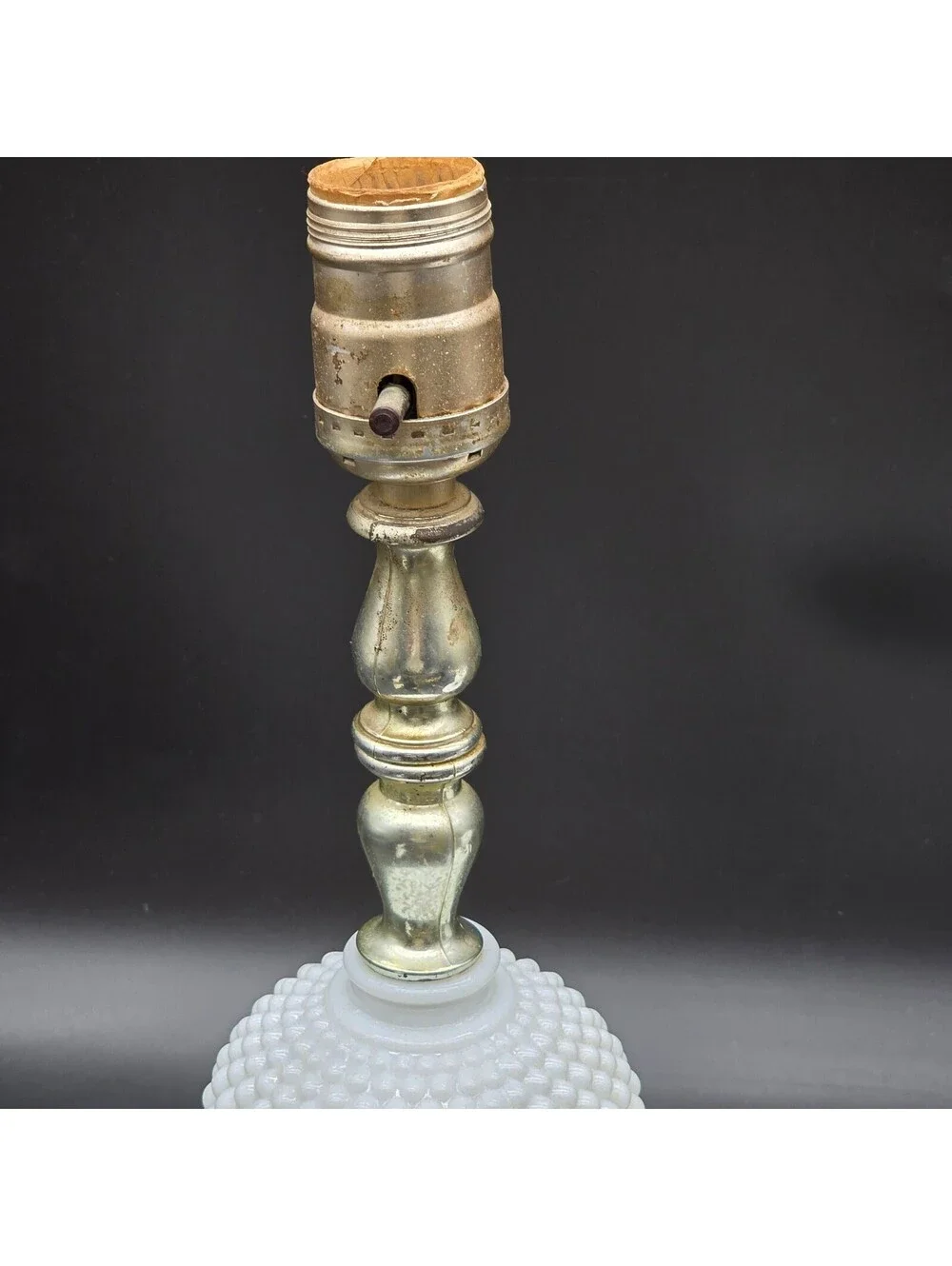 Vintage Hobnail Milk Glass Boudoir Lamps Pair Mid Century Fenton Style Set of 2